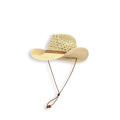 Openwork Straw Western Cowboy Hat-2yzshop