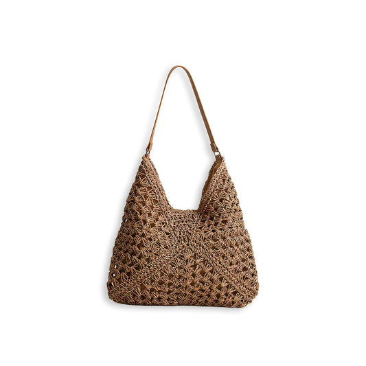 Natural Raffia Triangle Tote Bag-2yzshop