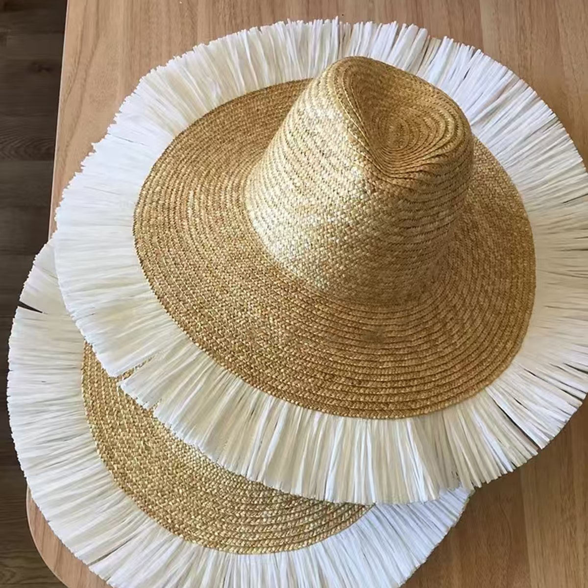 Pearl-Embellished Natural Wheat Straw Panama Hat-2yzshop