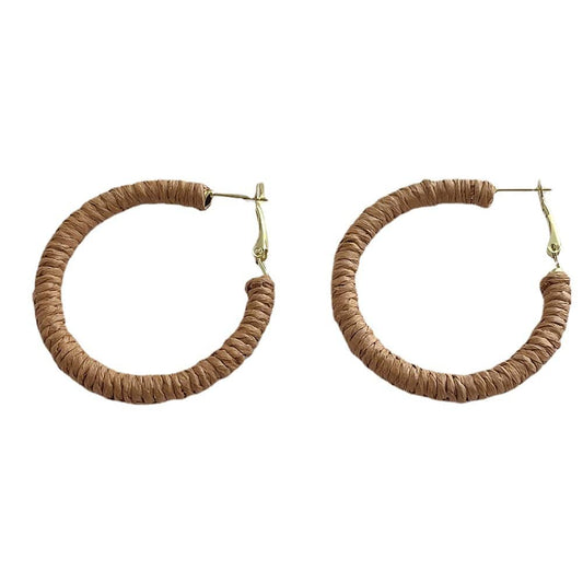 Minimalist Straw Hoop Earrings-2yzshop