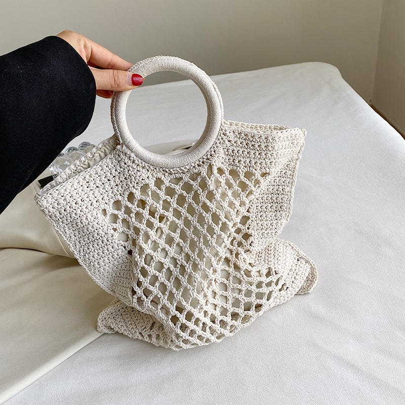 Handwoven Cotton Net Tote Bag-2yzshop