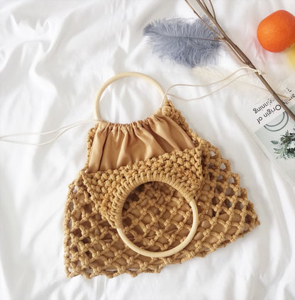 Handwoven Cotton Rope Net HandBag-2yzshop